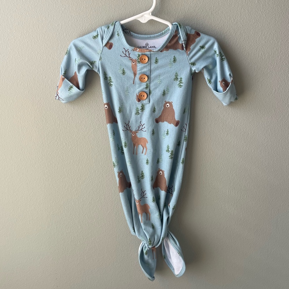 Caden Lane Forest Friends Woodland Animal Knotted Gown Newborn